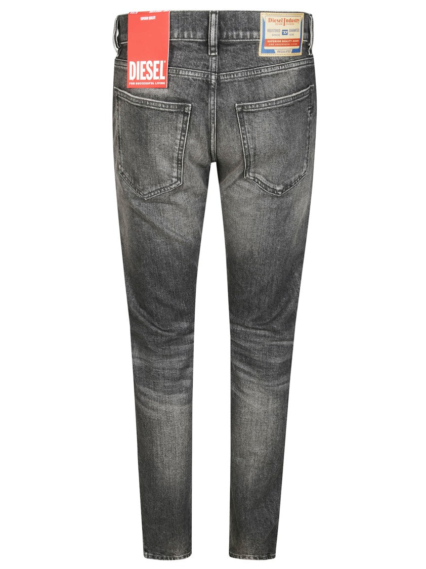 Diesel Slim-Fit Distressed Black Jeans With Tapered Leg