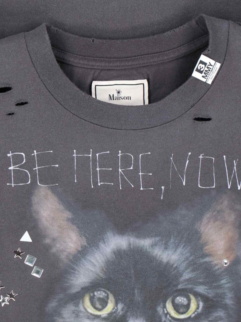 Maison Mihara Yasuhiro 'Cat' Studded T-Shirt – Grey