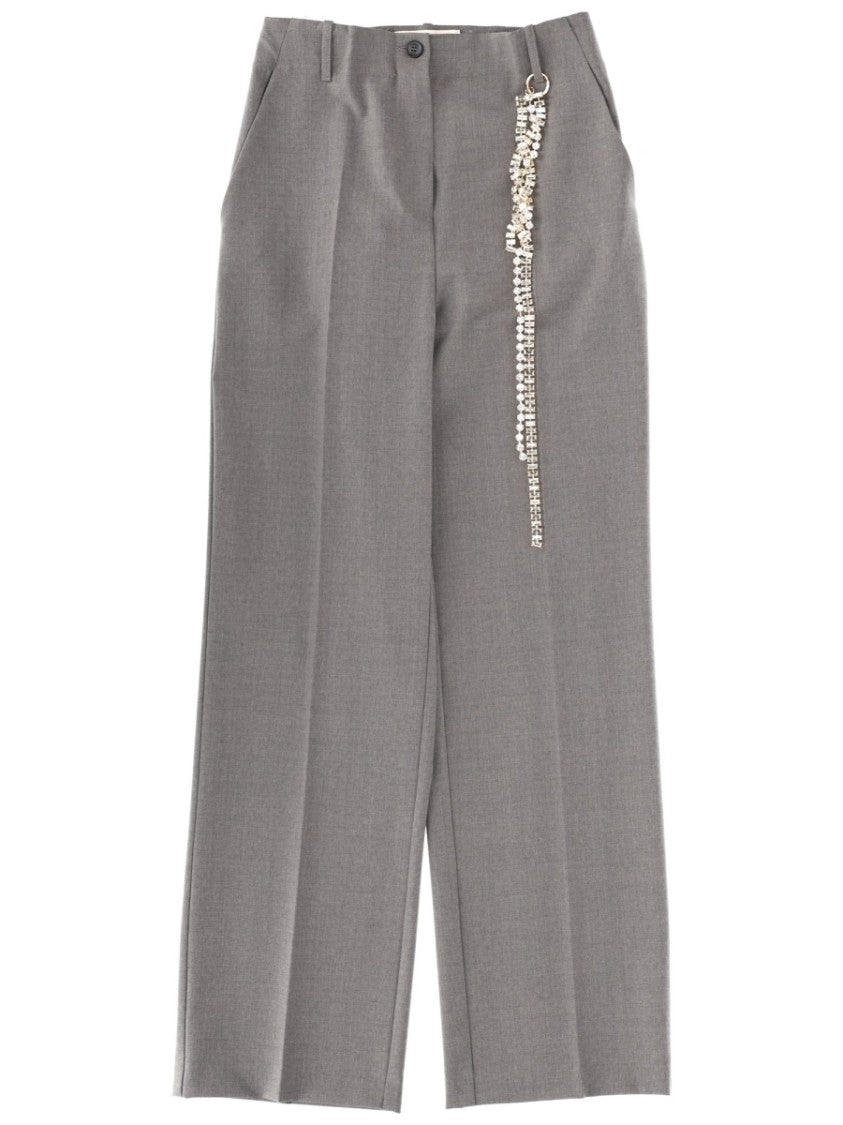Circus Hotel Neutrals Straight-Leg Virgin Wool Tailored Pants