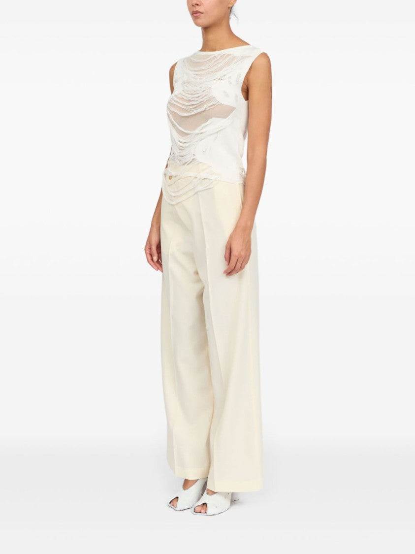 Mm6 By Maison Margiela Sleeveless White Top With Boat Neck
