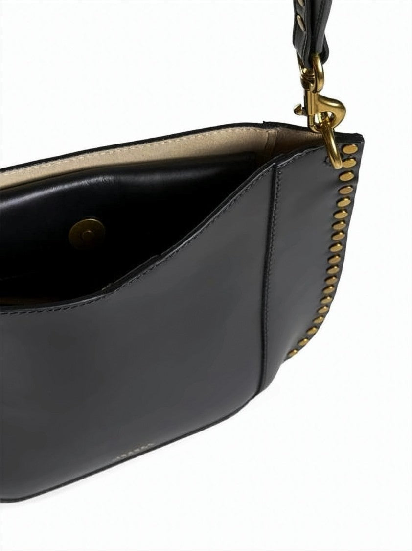 Isabel Marant Structured Calf Leather Shoulder Bag With Metallic Studs