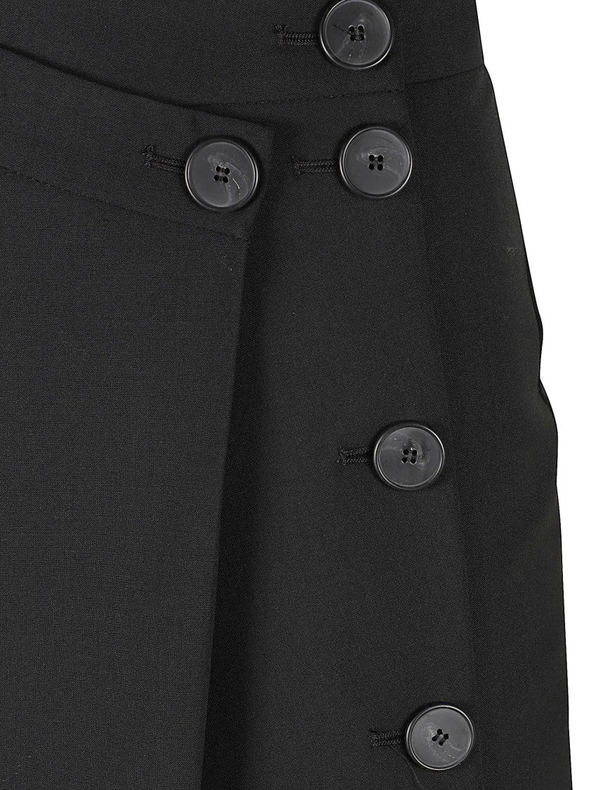 Iro Knee-Length Black Skirt With Asymmetrical Wrap Design