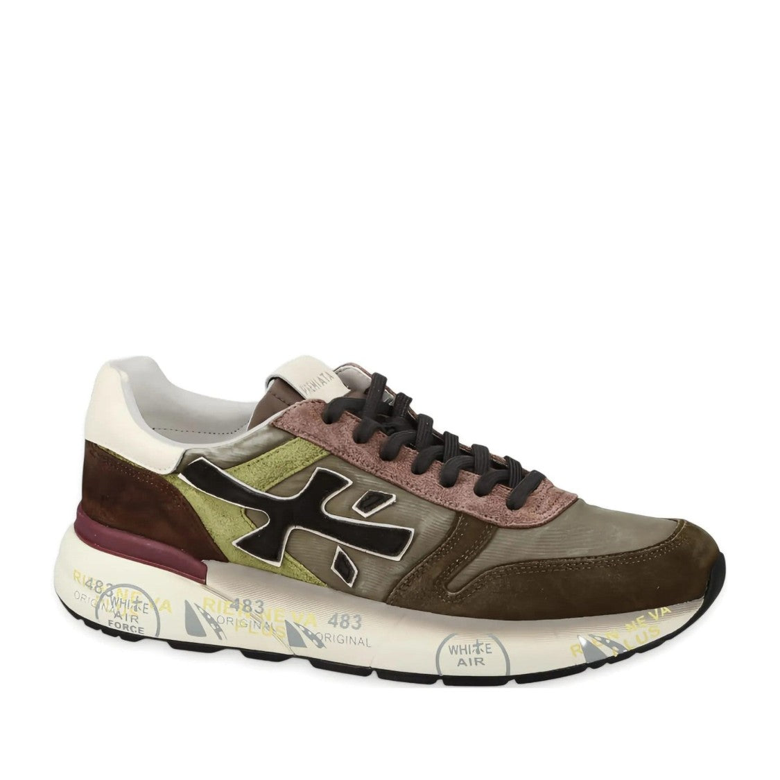 Premiata Brown Mick Leather Graphic Sole Sneakers