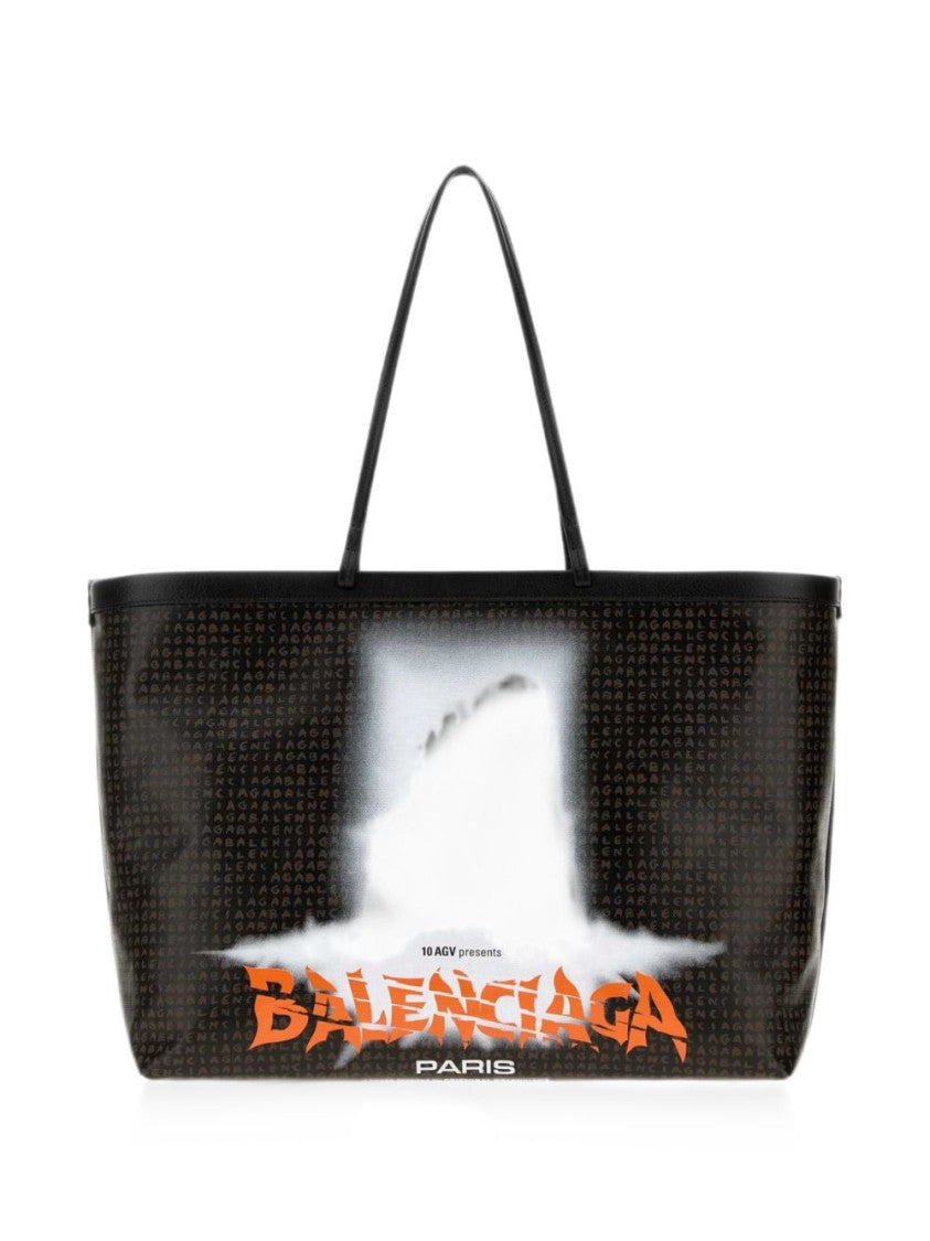 Balenciaga Multicolor Graffiti Cotton Rectangular Tote Bag