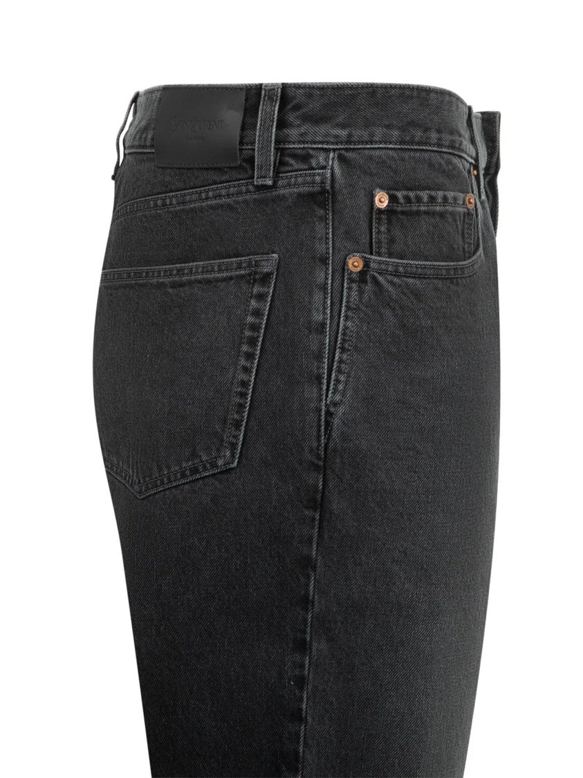 Saint Laurent Long Mick Black Straight-Leg Jeans