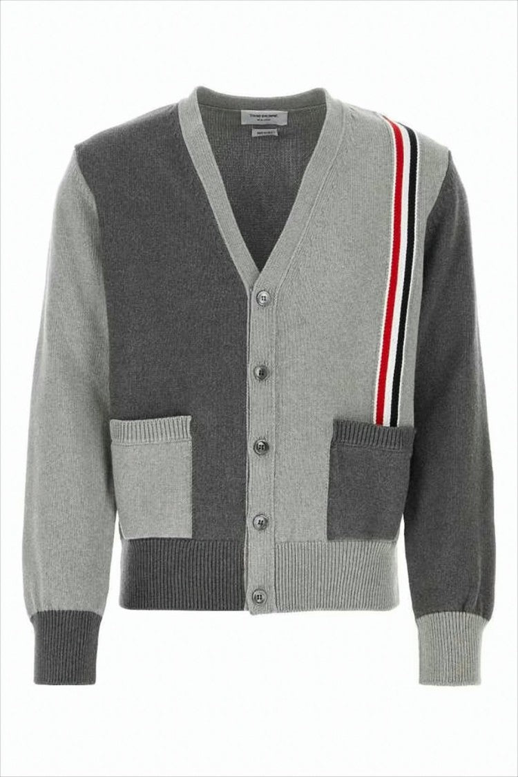 Thom Browne Color-Block Cardigan With Distinctive Stripe Detail