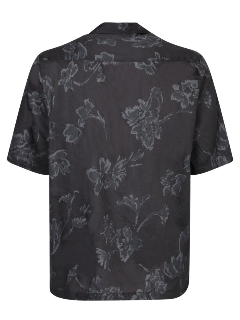 Officine Generale Cotton Shirt With Floral Pattern And Loose Fit