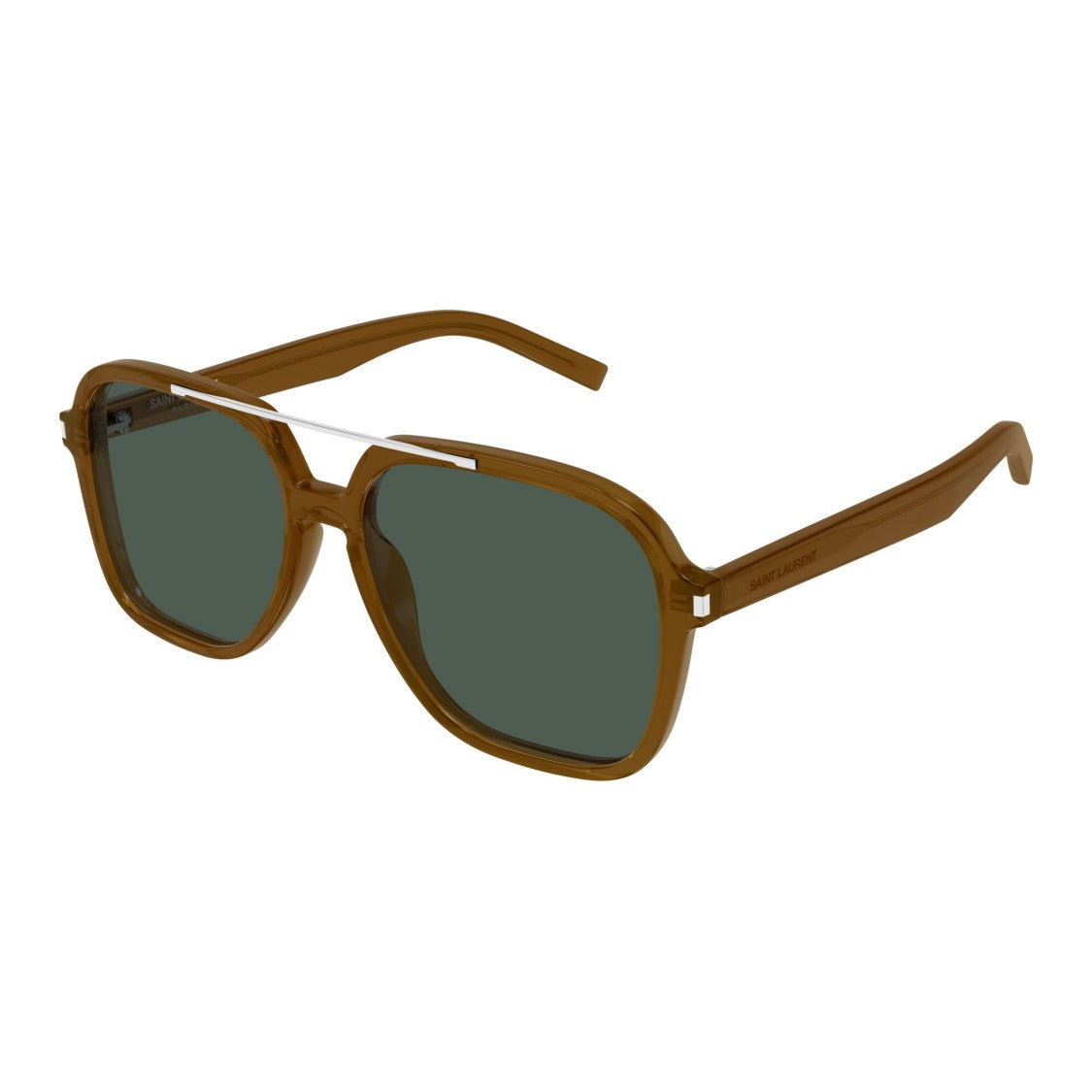 Saint Laurent Oversized Square Frame Sunglasses With Silver Accents