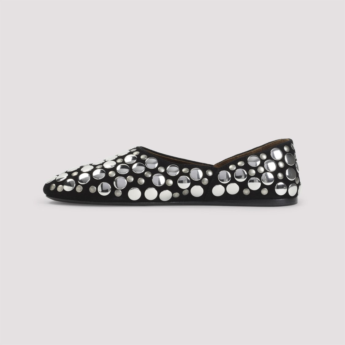 Khaite Black Ballerinas With Textured Silver Studs