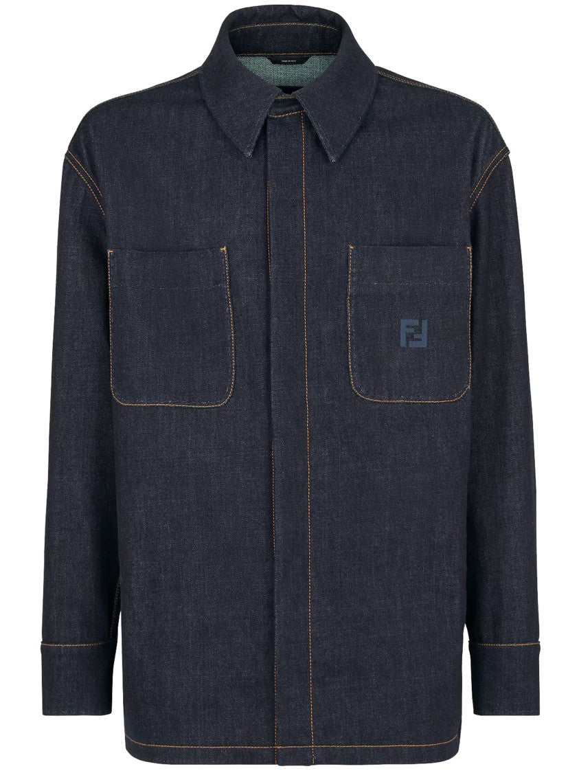Fendi Selleria Structured Dark Blue Denim Jacket
