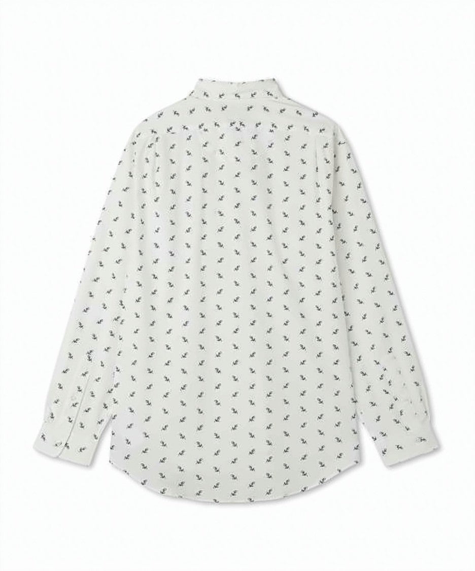 Polo Ralph Lauren Long Sleeve Button-Up Shirt With Navy Blue Motif