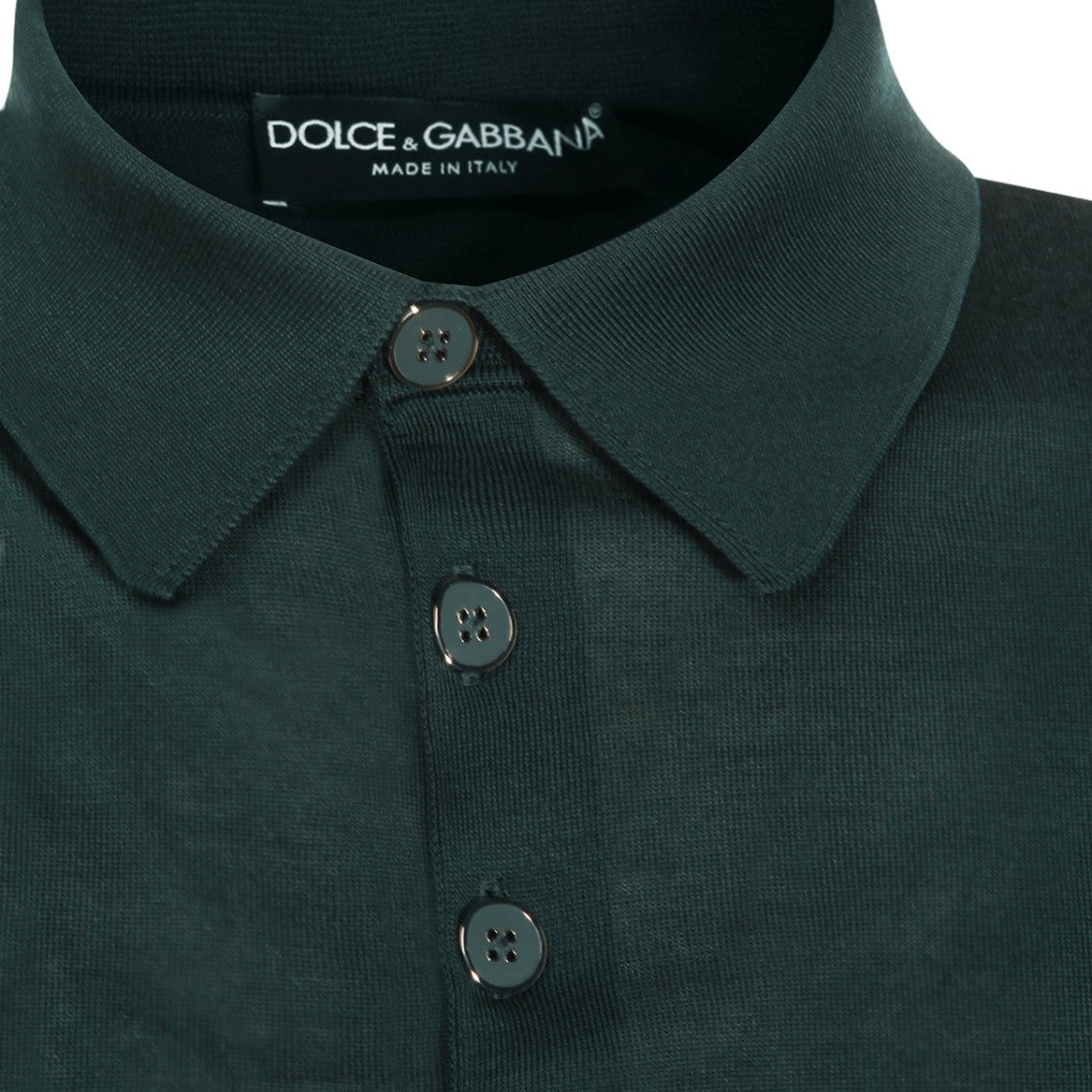 Dolce & Gabbana Dark Green Polo Shirt With Classic Collar