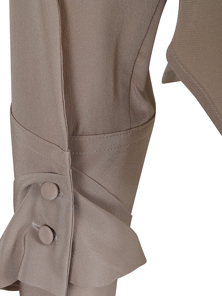 Ermanno Scervino High-Neck Silk Blouse With Bow Tie Detail