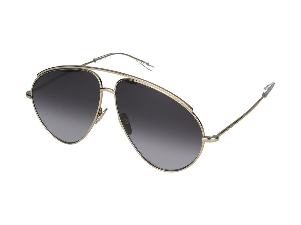 Gucci Gold Gradient Grey Lenses Aviator-Style Sunglasses