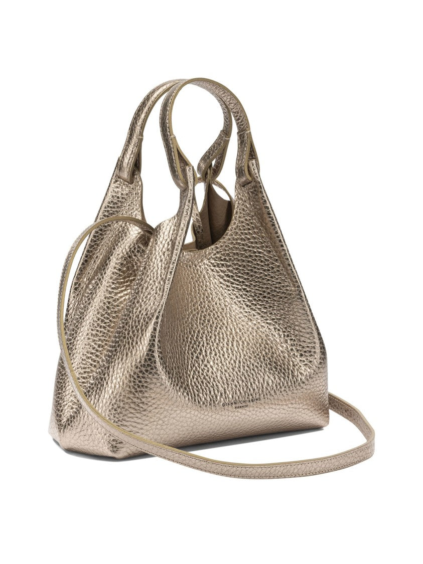 Gianni Chiarini Textured Metallic Leather Handbag With Detachable Strap