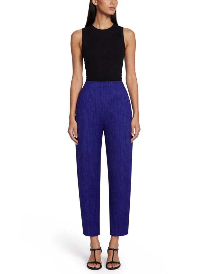 Pleats Please Issey Miyake Cropped Pleated Pants With Textured Finish