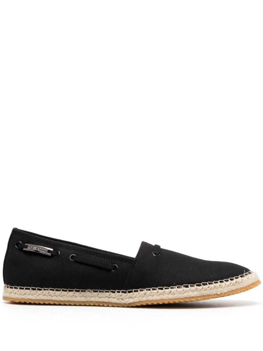 Roberto Cavalli Sleek Black Loafers With Woven Jute Sole