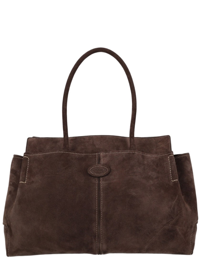 Tod's Suede-Textured Brown Shoulder Bag With Structured Silhouette