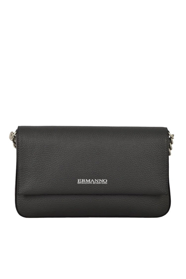 Ermanno Firenze Leather Baguette Bag - Grey