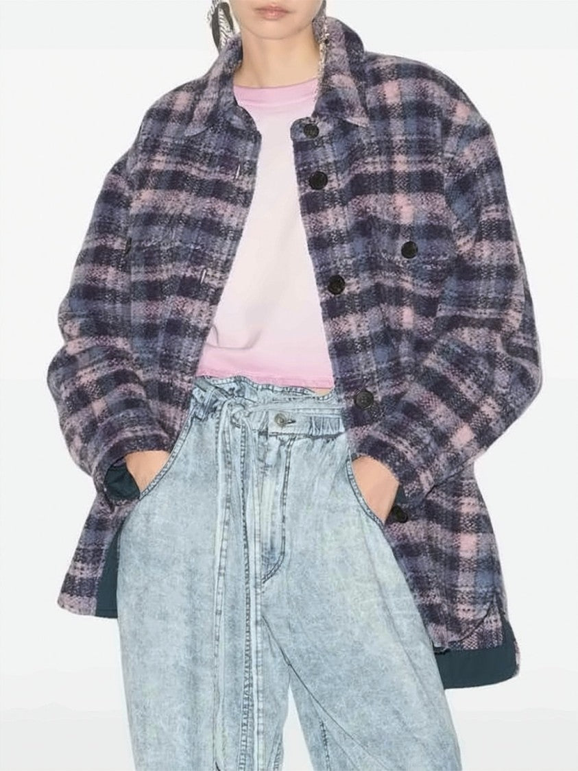 Isabel Marant Plaid Oversized Jacket With Classic Collar
