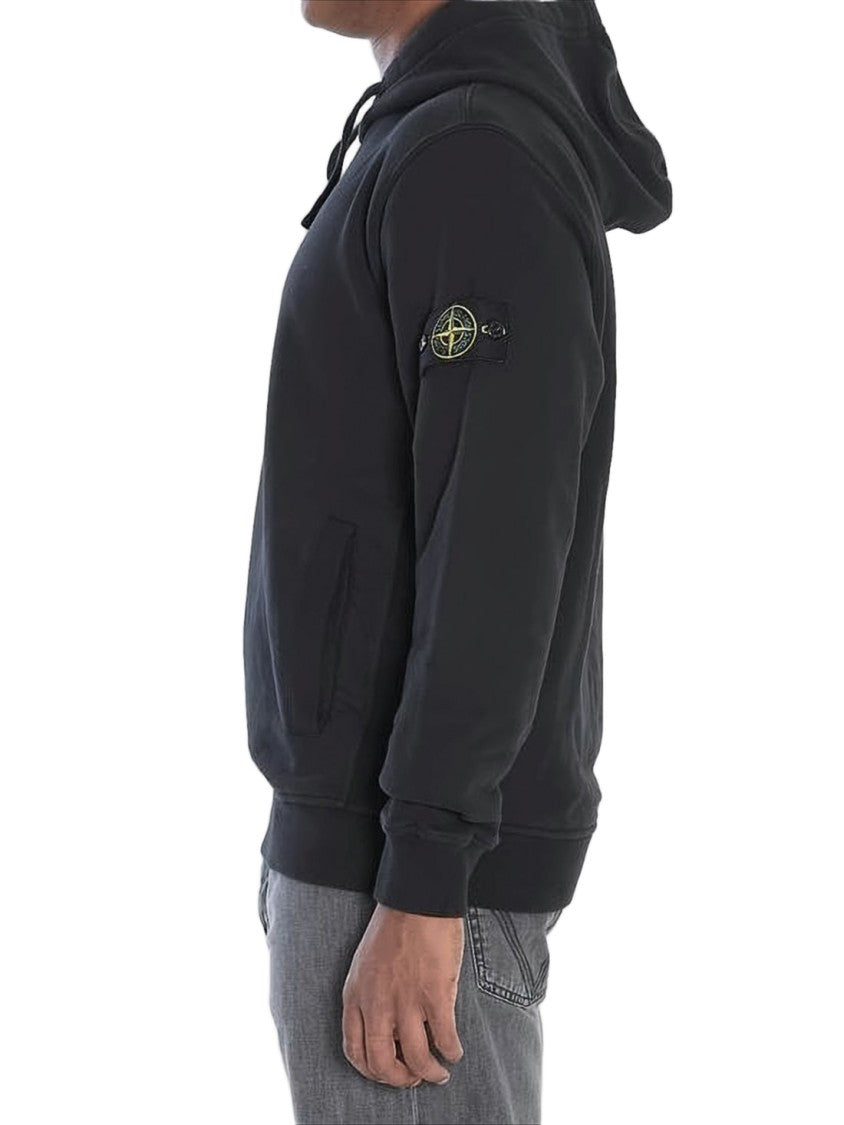 Stone Island Relaxed Fit Black Hoodie With Subtle Logo