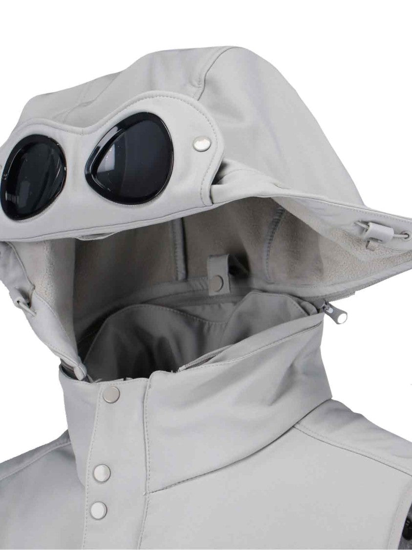 C.P. Company Sleeveless Light Grey Jacket With High Collar And Detachable Hood