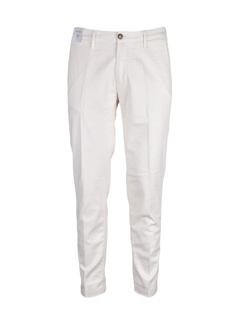 Re-Hash White Linen Cotton-Blend Regular-Fit Trousers