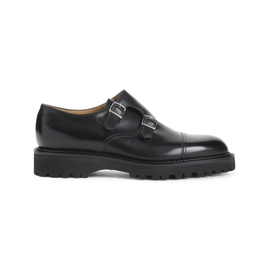 John Lobb Almond Toe Leather Shoes With Dual Buckle Straps