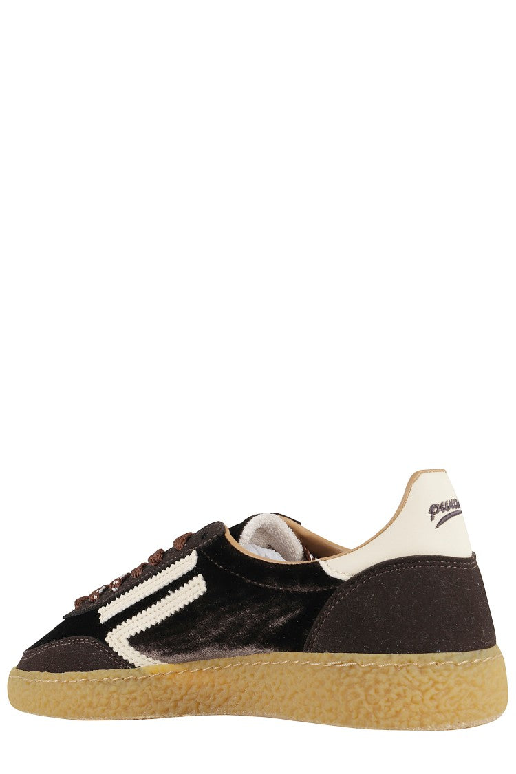 Puraai Round Toe Sneakers With Suede Inserts