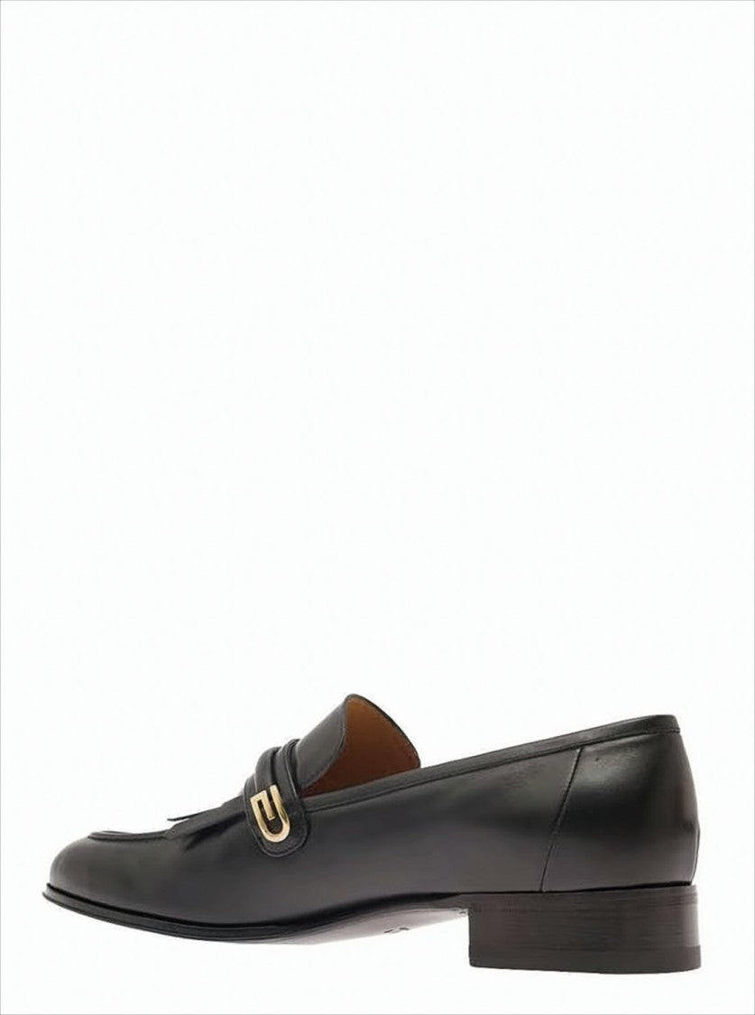 Gucci Leather Loafers With Fringe Detail