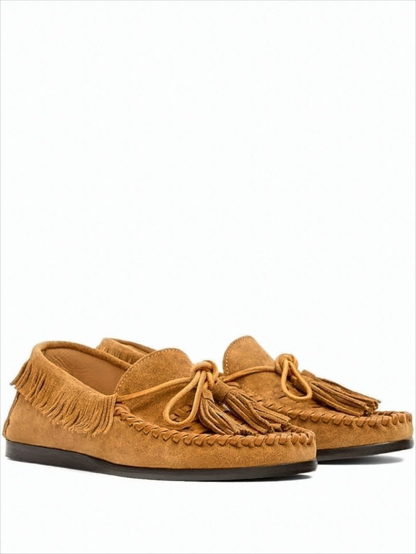 Isabel Marant Fringe-Detail Suede Loafers With Bow Accent