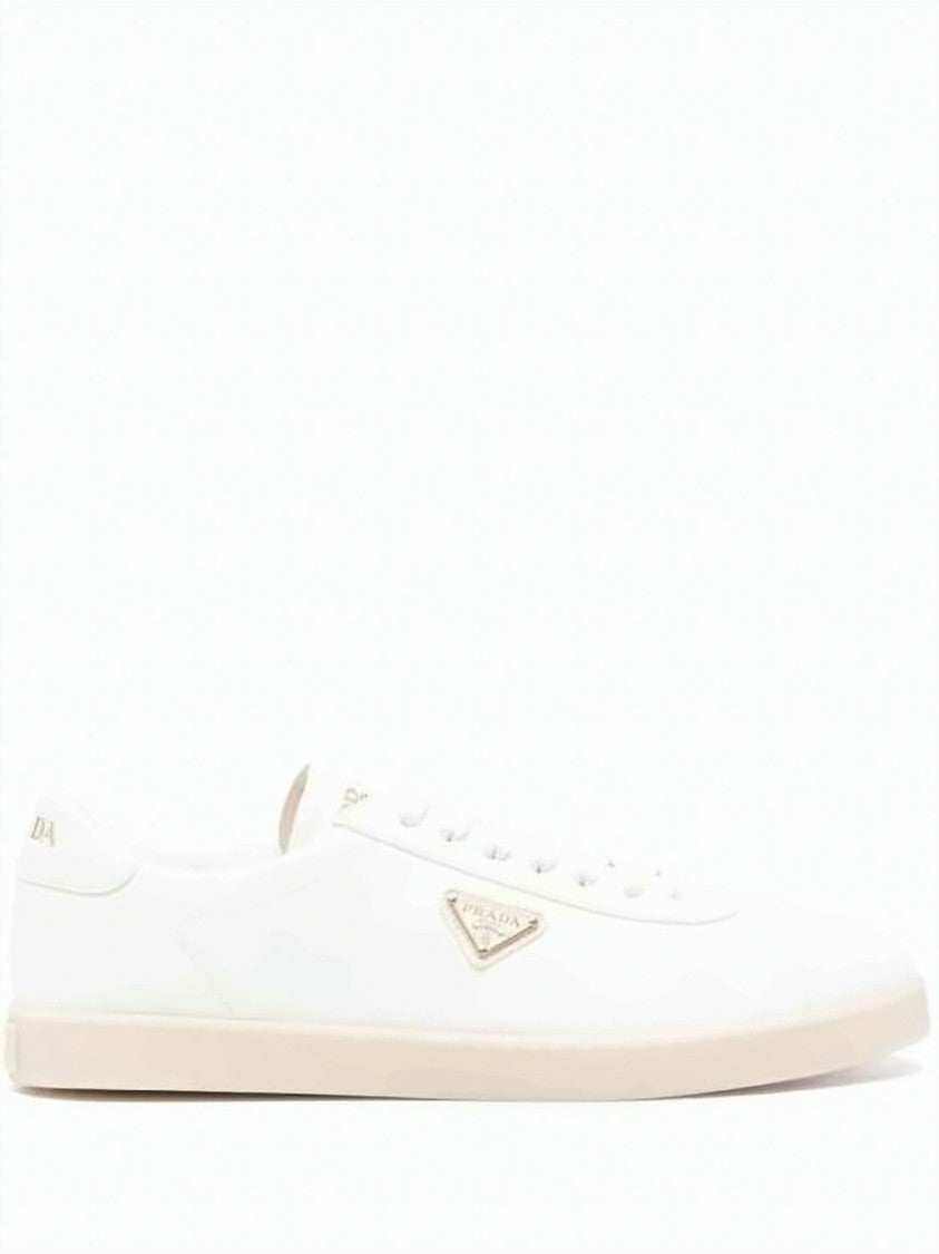Prada Low-Profile White Sneakers With Smooth Leather Finish