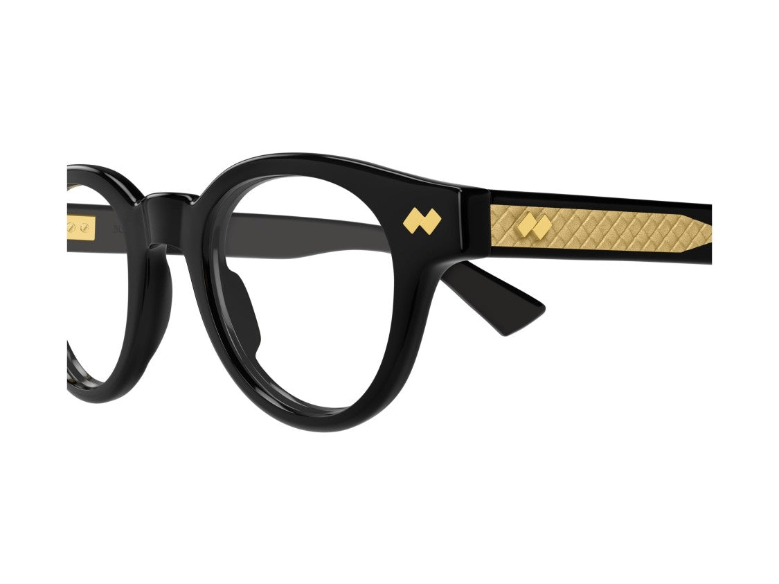 Bottega Veneta Gold Black Bv1443o Acetate Rounded Eyeglasses