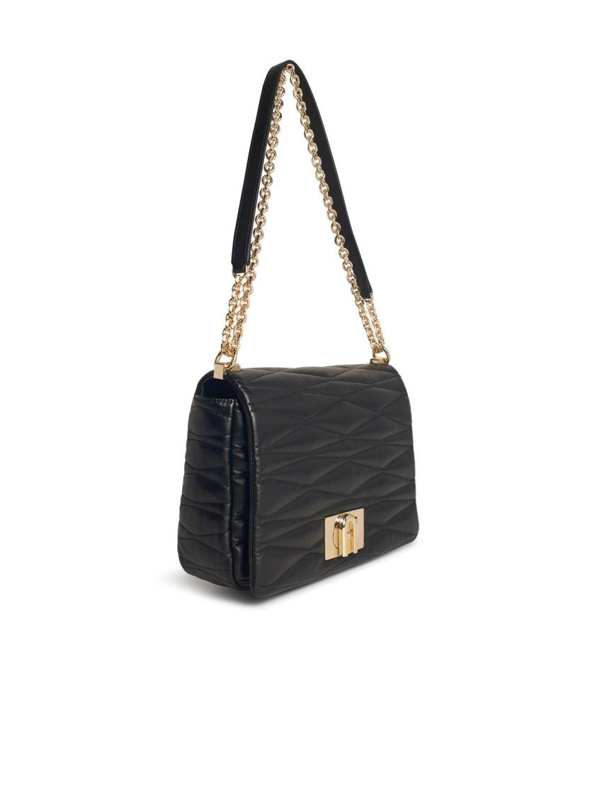 Furla Medium '1927' Black Leather Crossbody Bag