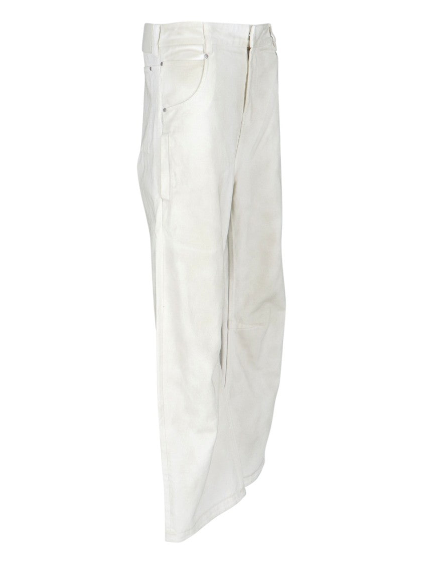 Entire Studios Distressed White Wide-Leg Jeans With Five-Pocket Design