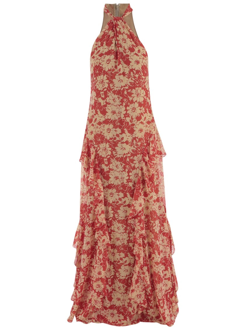 Lauren Ralph Lauren Long Floral Print Nylon Maxi Dress With Ruffled Hem