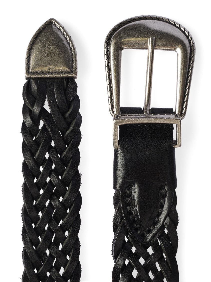 Dondup Intricate Braided Belt With Silver-Toned Buckle