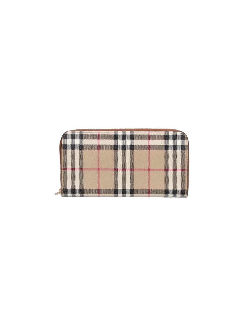 Burberry Beige Check Zip-Around Wallet