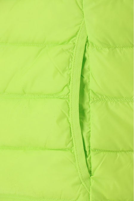 Emporio Armani Lime Down Waistcoat With Quilted Texture And Logo Zip