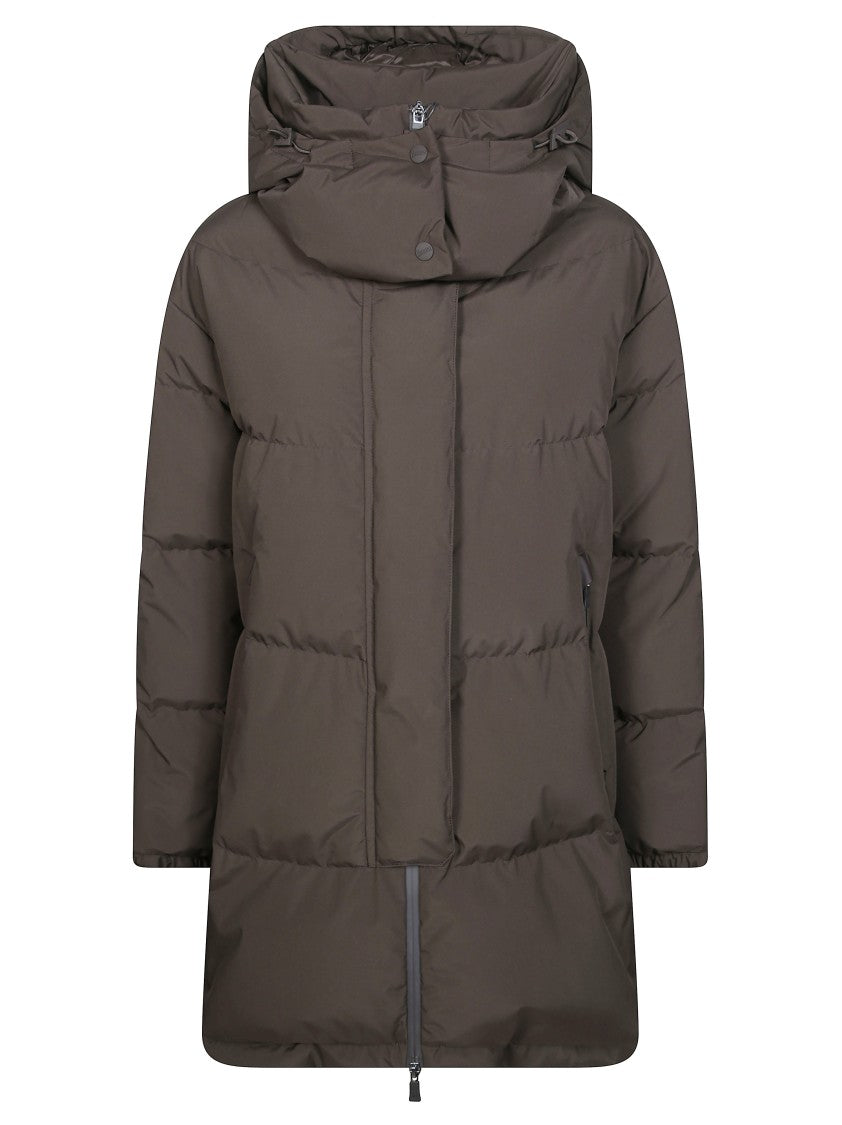Herno Brown Short Hooded Quilted Down Jacket