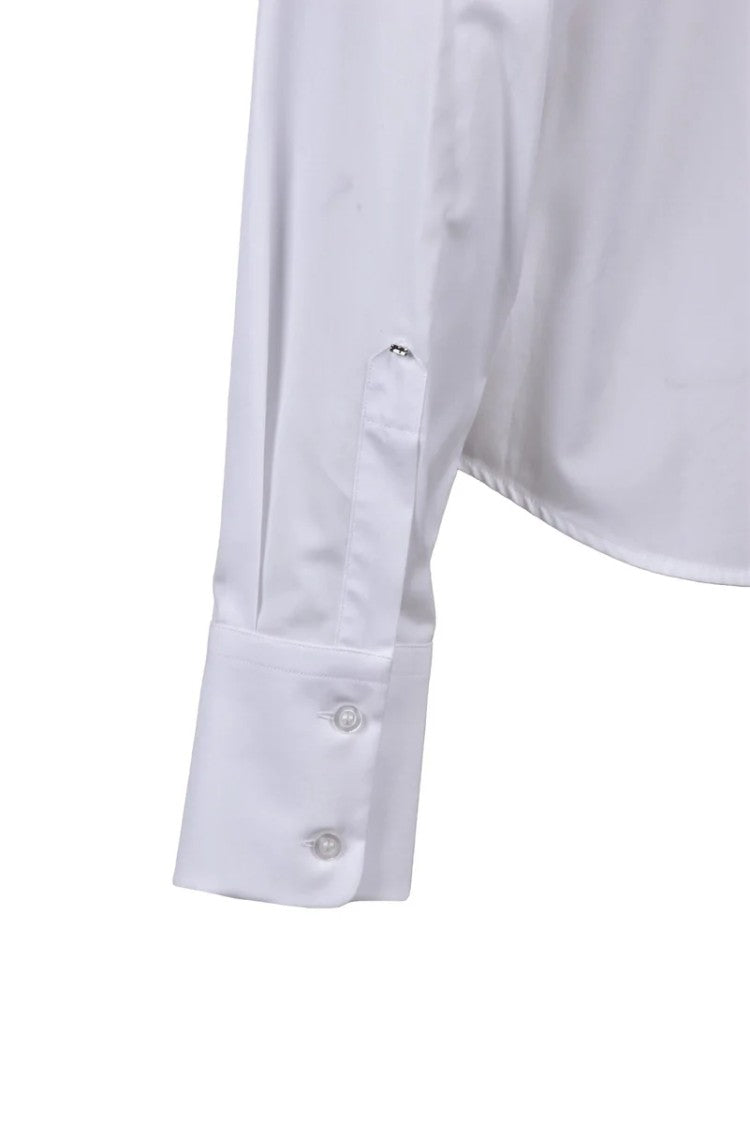 Sportmax Chalk White Tie Detail Cotton Shirt