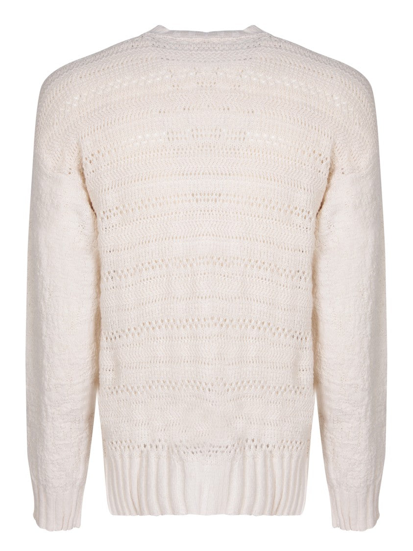 Atomo Factory White Ribbed Crew Neck Sweater