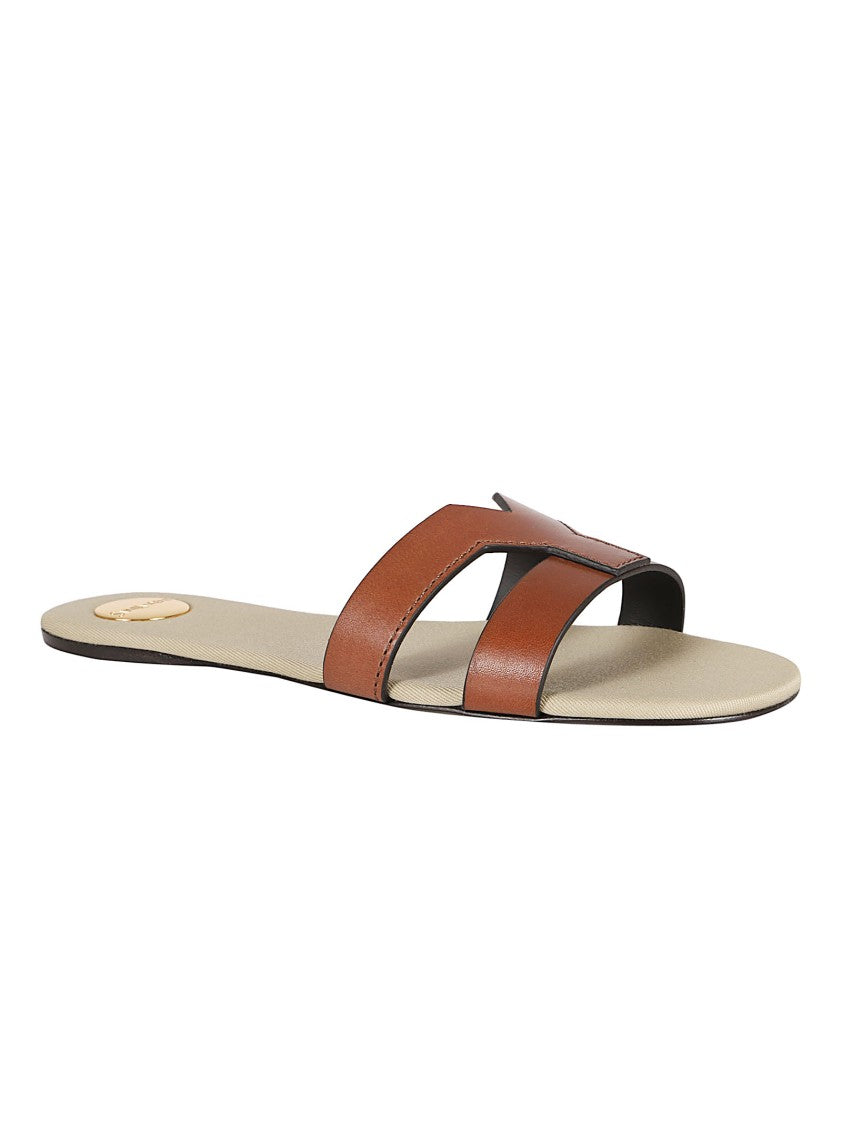 Saint Laurent Flat Brown Sandals With Minimalist Design
