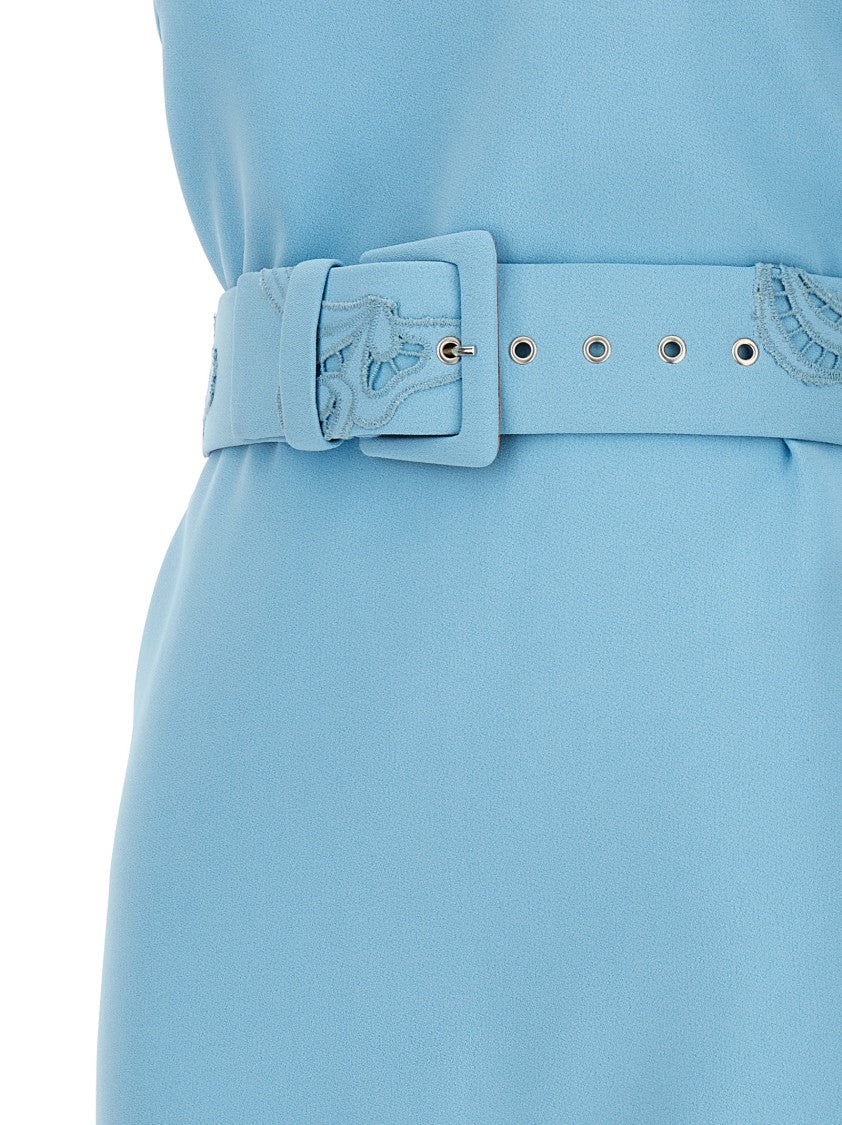 Ermanno Scervino Lace-Detail Mini Dress With Round Neckline
