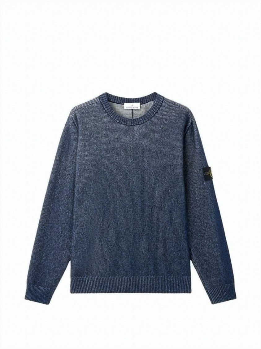 Stone Island Textured Knit Sweater With Distinctive Sleeve Patch