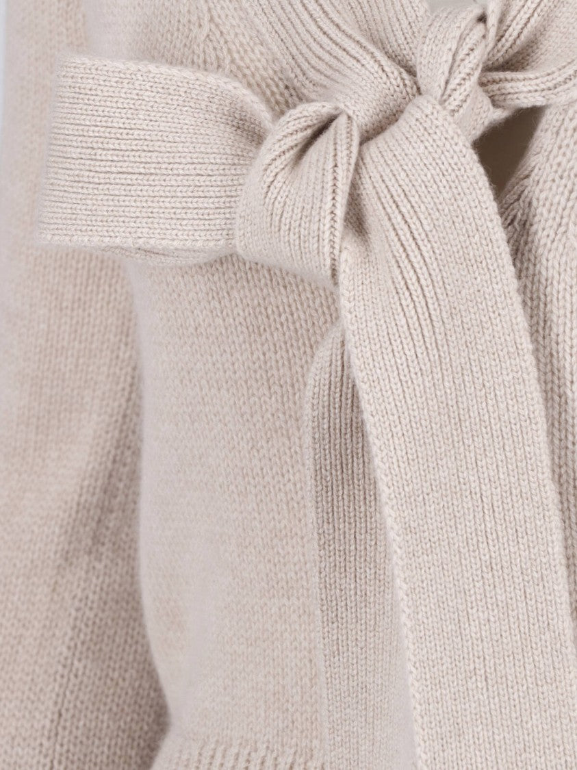 Ermanno Scervino Beige Front-Tie V-Neck Cashmere Cardigan