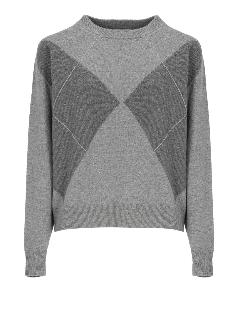 Peserico Grey Beaded Diamond Sweater