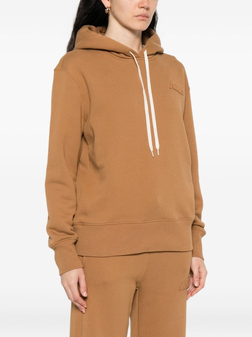 Autry Beige Cotton Hoodie With Contrasting Drawstrings