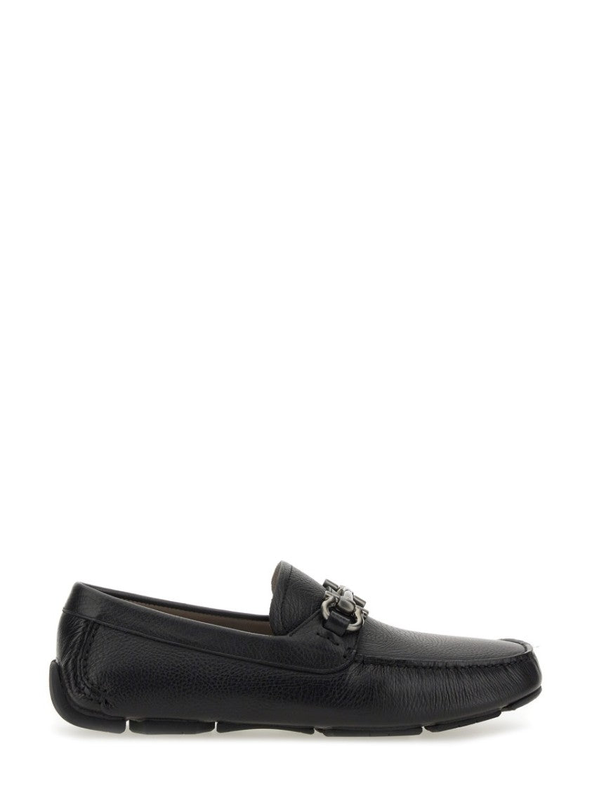 Ferragamo Moccasin Gancini With Textured Calf Leather