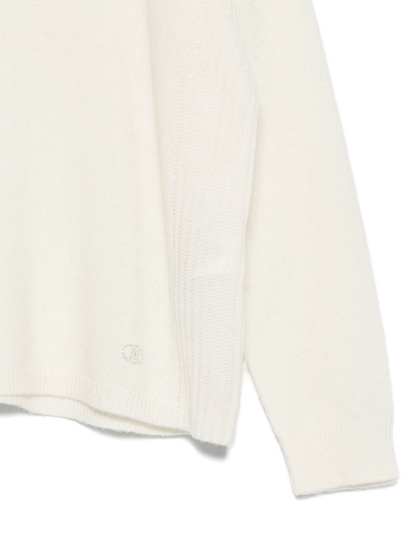 Liu Jo High Neck White Wool Sweater